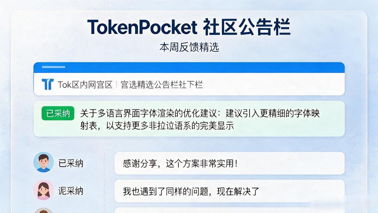TokenPocket多语言功能建议采纳案例_TokenPocket钱包社区反馈入口使用流程_通过TokenPocket钱包官网参与社区反馈机制